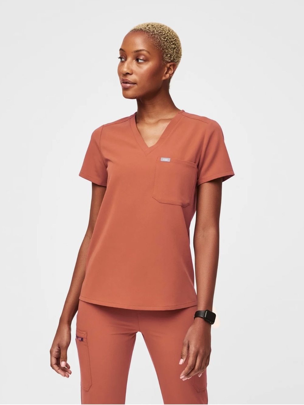 FIGS Terracotta Scrub Set | Catarina Top + Zamora Tall Joggers | L/LT | Like New